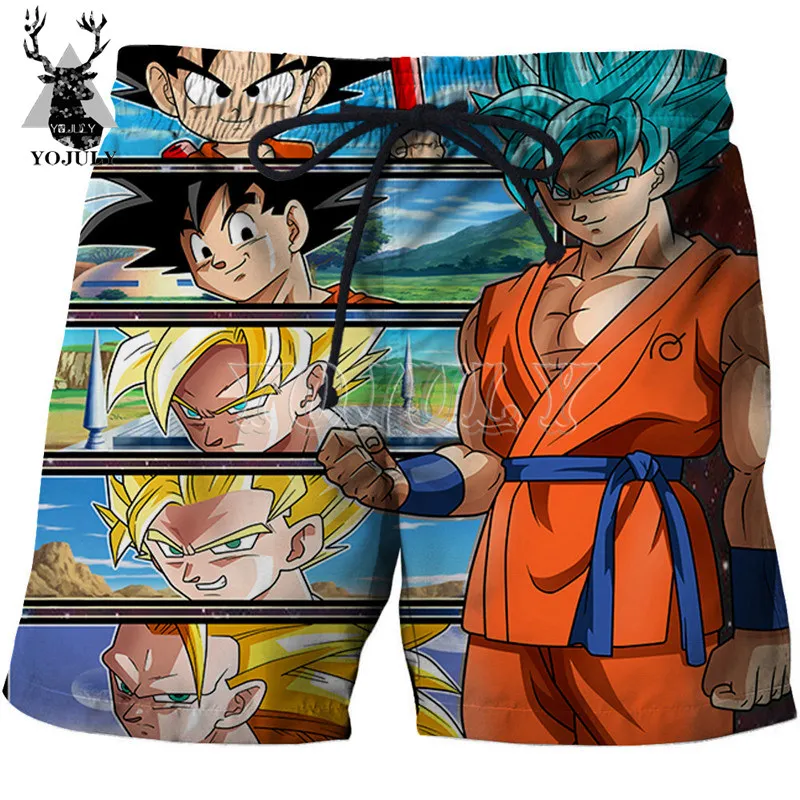 YOJULY Для мужчин летние для серфинга шорты Dragon Ball Гоку 3D с принтами аниме Harajuku Повседневное Короткие штаны унисекс плавательные шорты DK10