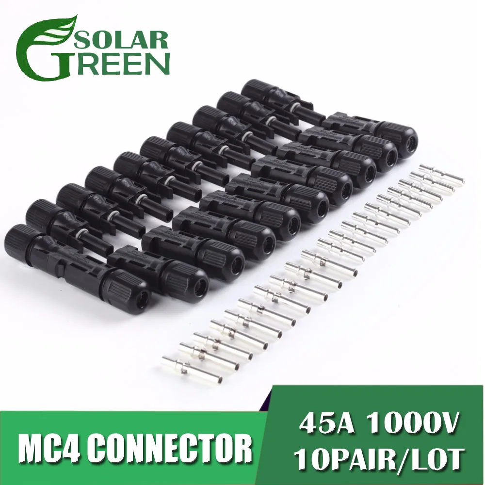 

10Pair/lot 45A 1000V MC4 Connectors male and female,MC4 Solar Panel Plug current 1000V PV cable 2.5/4/6mm solid copper contacts
