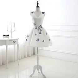 Простое короткое коктейльное платье с v-образным вырезом без рукавов, Недорогое Платье с бабочкой для встречи выпускников, простое