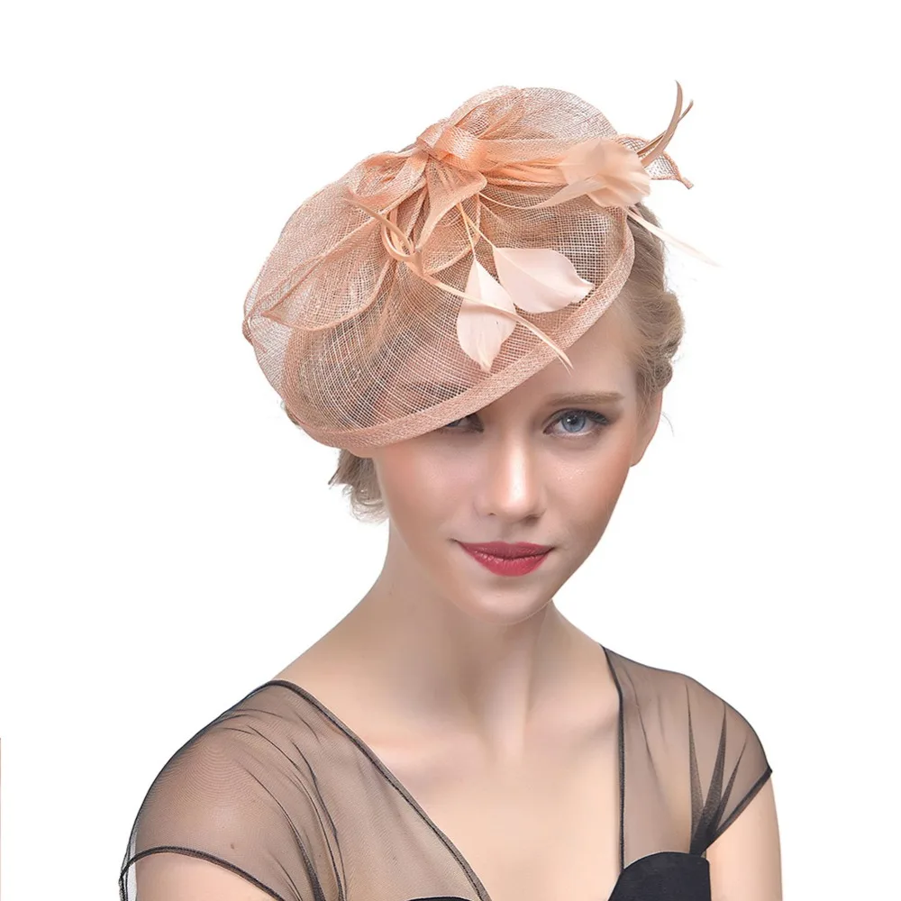 Women Feather Fascinators Vintage Cocktail Party Wedding Bridal Pillbox
