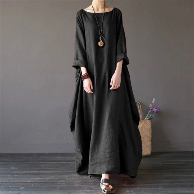 

2019 Summer autumn Plus Size Dresses Women 4xl 5xl Loose long vintage Dress Boho Shirt Dress Maxi Robe fashion Female