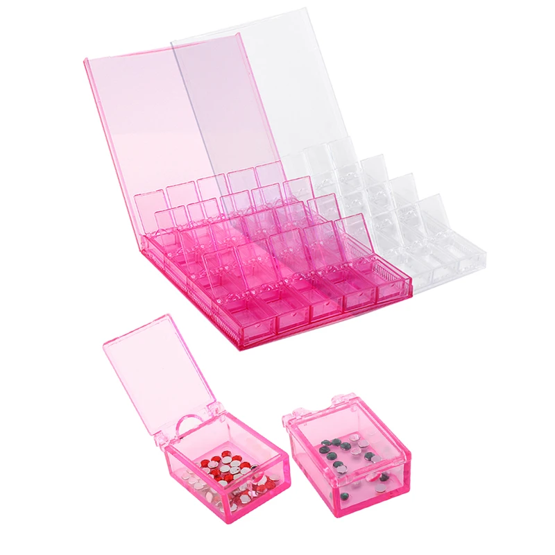 

20 Grids Acrylic Display Stand Nail Dust Collector Nail Jewelry Storage Box Manicure Tools Fake Nails Rhinestone Container