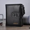 2024 Men Wallets Short PU Leather Double Zipper Hasp Men Purses Card Holder Coin Pocket Vintage High Quality Brand Men Wallets 2