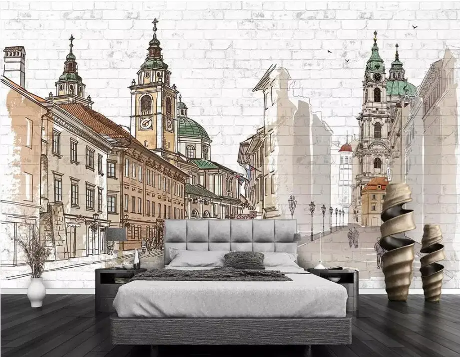 Us 8 25 45 Off Beibehang Hand Drawn European Manchester City Wallpapers For Living Room Decoration Brick Wallpaper 3d Mural Wall Wall Paper In