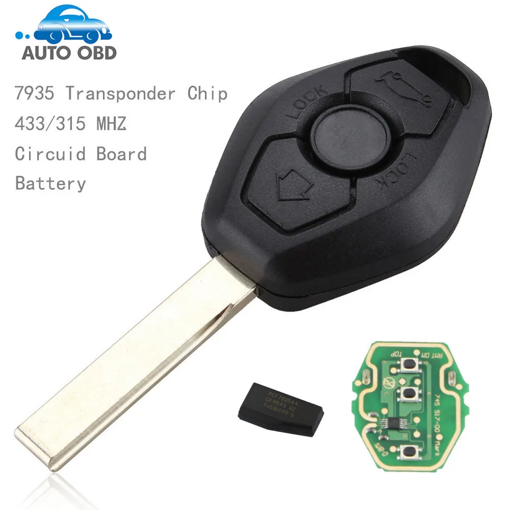 

433/315MHZ 3button ID7944 Chip Replacement Exchanged Remote Key Entry Fob Transmitter Uncut B-lade For B-M-W CAS X3/5/6/7