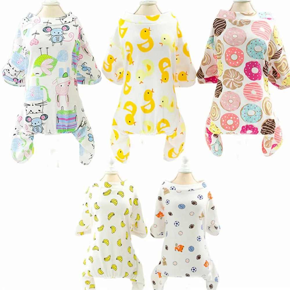 

2019 New Cute Print Small Dog Pajamas Pet Dog Clothes Puppy Jumpsuit For Dog Chihuahua Pomeranian Dog onesie Clothing S-2XL