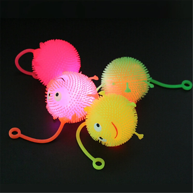 Горячий цвет случайный мультфильм светодиодный сверкающие с подсветкой волосы флэш-мяч ребенок эластичность Забавные игрушки подарки дети сжимают анти стресс игрушки