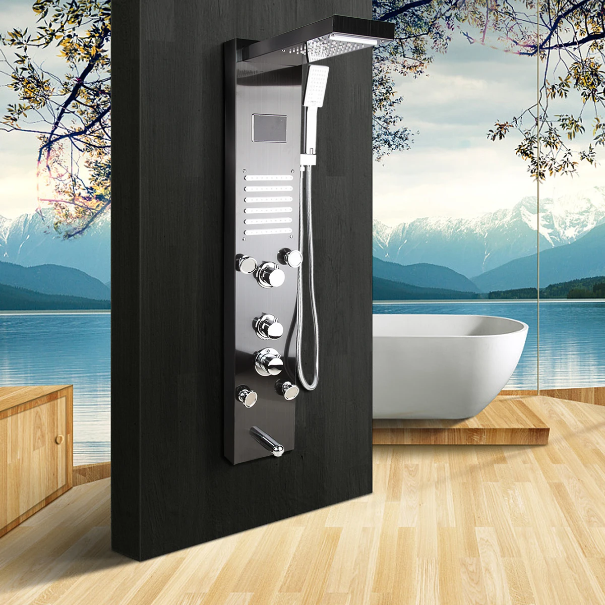 KEMAIDI Ванная комната черный набор для душа Настенные " смеситель для душа в форме дождя кран 3-функции смеситель клапан