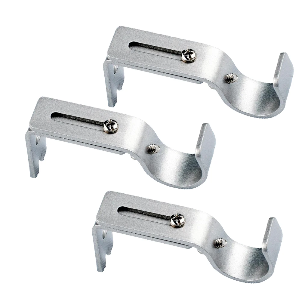 Set of 3 Adjustable Metal Drapery Curtain Rod Bracket Holder for 25mm Rod,Sturdy Steel Curtain Rod Holder Accessories