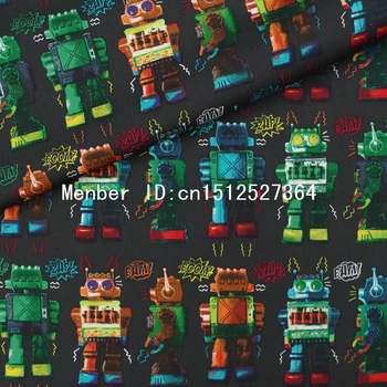 

140cmx50cm Cotton Blend Woven Fabric - Robot (3092)
