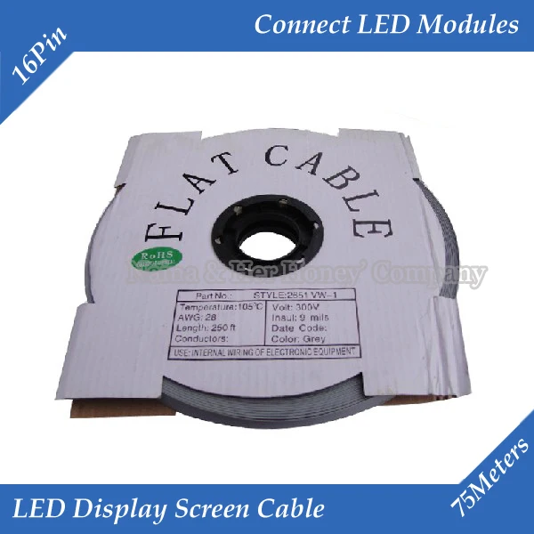 

16Pin Flat Cable Tinned Copper 75Meters/Set LED Display Screen Cable