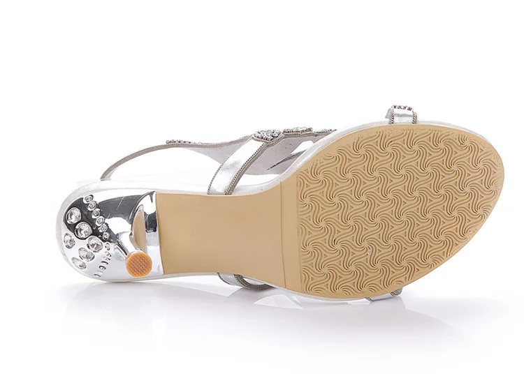 New 2016 summer diamond high-heeled stiletto heel sandals rhinestone comfortable banquet women silver wedding shoes size 1117