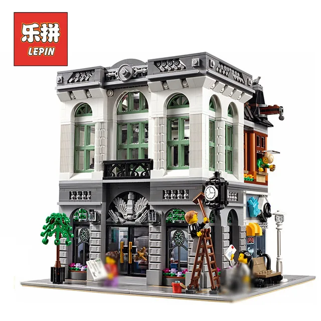 

LEPIN 15001 City Street Creator Bank Set 2413Pcs Model Building Blocks Bricks with legoingly 10251 best friend Toy For children