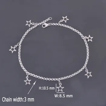 DIY 316L Stainless Steel Anklet Chain with Small Five-pointed Star Charms Stainless Steel Ankle Bracelet Foot Jewelry A009