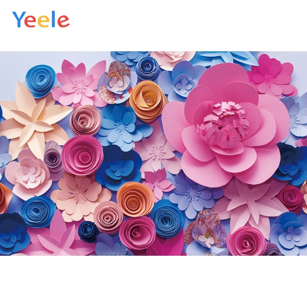 

Yeele Multicolored Paper Flowers Graceful Scene Decor Kid Photography Backgrounds Custom Photographic Backdrops For Photo Studio