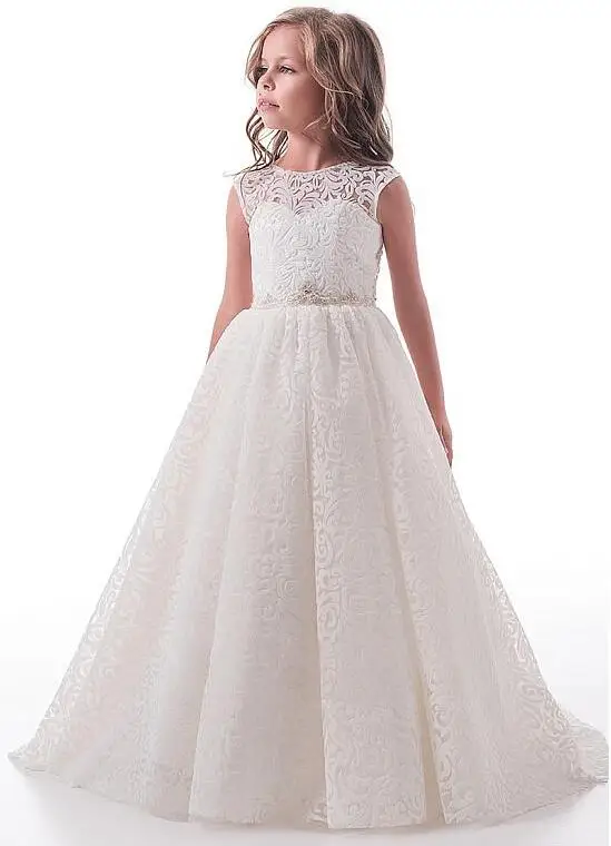 

Romantic 2018 New Flower Girl Dresses First Communion Dress Birthday Party Sweet Design Elegant Lace Custom Any Size