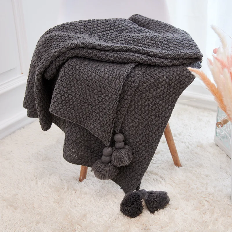 100% Acrylic Handmade Knitted Throw Blanket