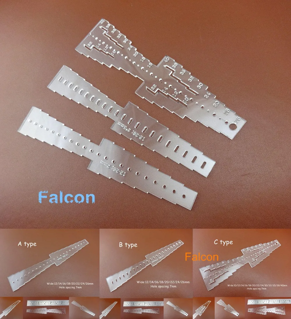 

3pcs Leather Crafts Acrylic Watchband Belt Strap Hole Stencil Template Ruler Tool Set - Sewing Carving Stitching Stamping Knife