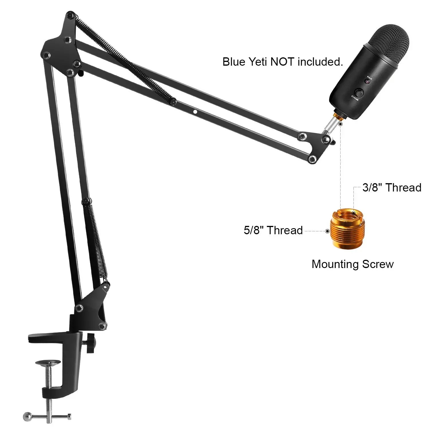 Hbuds Microphone Suspension Mic Clip Adjustable Boom Studio