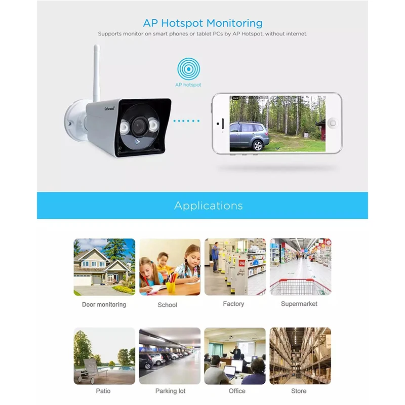 Sricam SP023 2.0MP Wifi IP камера 4X Zoom 1080P наружная беспроводная ONVIF CCTV Водонепроницаемая