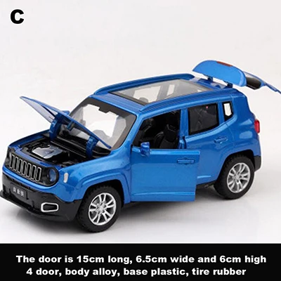 1/32 Jeep Renegade SUV литая модель автомобиля со звуком и светильник Модель автомобиля игрушка машинки коллекция детских игрушек - Цвет: blue