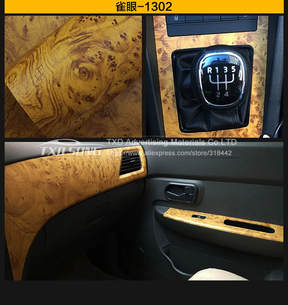 W1399 Премиум матовая текстура дерева виниловая наклейка рулон автомобиля интерьерная пленка для творчества обертывание самоклеящаяся ПВХ углеродное украшение автомобиля