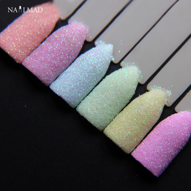 Набор пастельных блесток для ногтей NailMAD 6 цветов блестящий порошок дизайна пыль