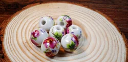 Handmade Blue and White Ceramic Flower Beads - 50Pcs Set (Color 1)