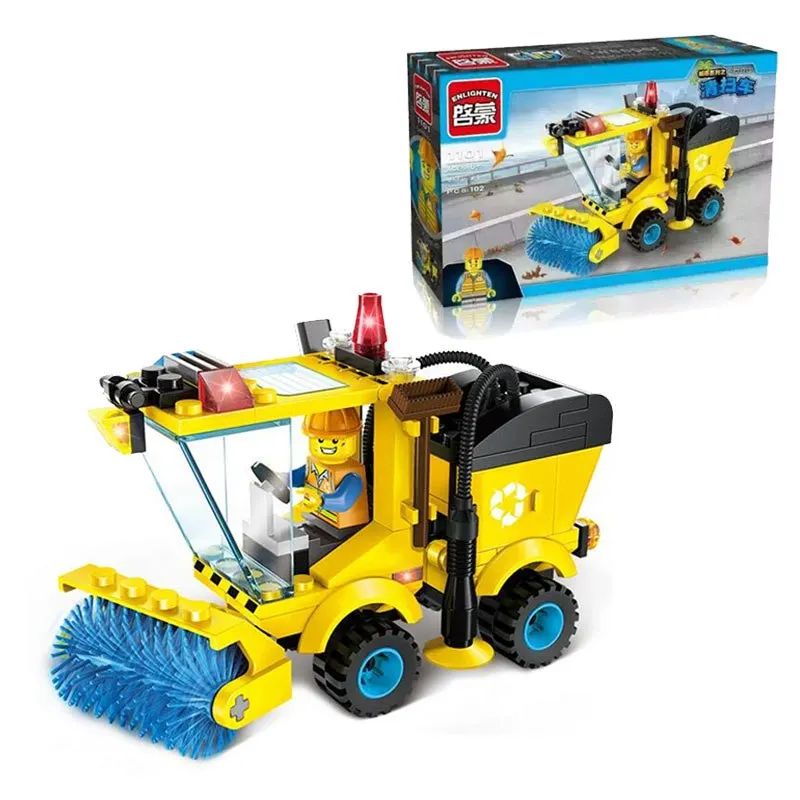 

DIY City Series Sweeper Truck Construction Building Enlighten Assemble Puzzle Toy For Kids Birthday Gifts