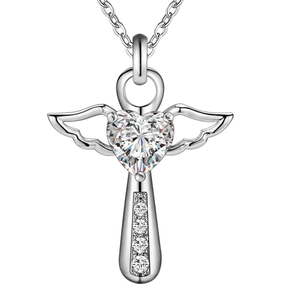 Серебряное ожерелье, ювелирное изделие, женская свадебная мода, крест, CZ, хрустальный кулон с циркониевым камнем, ожерелье, Рождественский подарок JSHN296