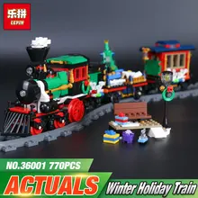 Lepin 36001 770Pcs Creative Series The Christmas Winter Holiday Train Set 10254 Building Blocks Bricks Boy`s Toys Christmas Gift