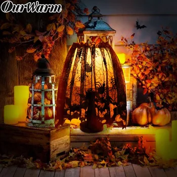 

OurWarm Halloween Decoration for Home Heritage Lace Lamp Shade Topper Fireplace Mantel Scarf Door Curtain Festive Party Supplies