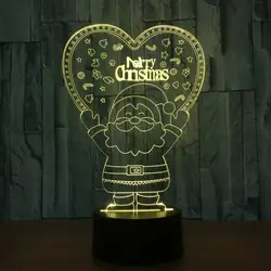 7 цветов Санта Клаус 3D светодиодный сенсорный акрил ночник настольная лампа