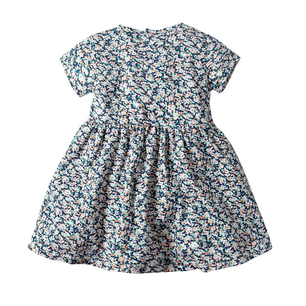 Милое платье с короткими рукавами и цветочным принтом для новорожденных и маленьких девочек, комбинезон принцессы, платья, одежда