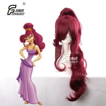 

Princess Megara Cosplay Wig Hercules Meg Long Red Synthetic Hair for Adult + wig cap