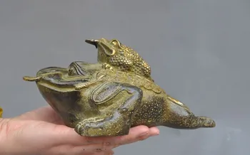 

Christmas Old China bronze Gilt fengshui Animal Money Coin Golden Toad bufo spittor Statue Halloween
