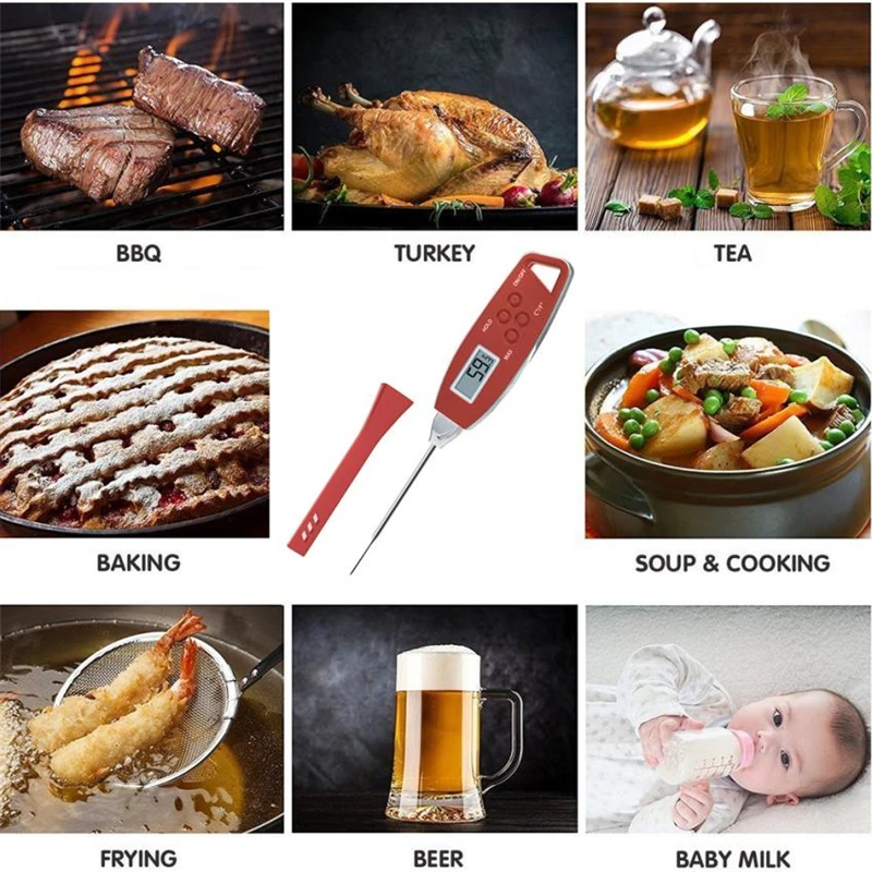 Digital Food Cooking Thermometer Instant Read Meat Thermometer For Kitchen BBQ Practical Wear-resistant Durable Tool C0413#30   08