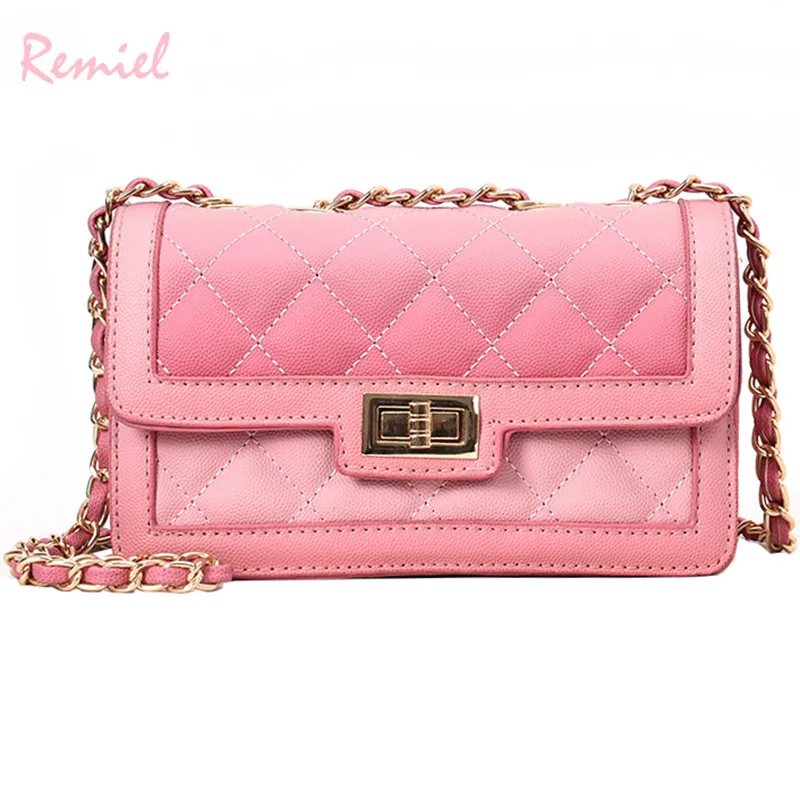 

Luxury Handbag 2019 Fashion Sweet Square bag Quality PU Leather Women's Designer Handbag Lattice Chain Shoulder messenger bags