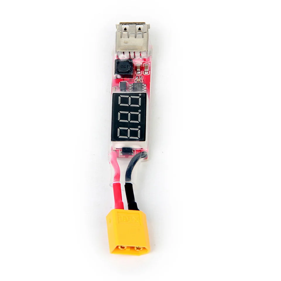 2-6S LiPo battery T XT60 Plug конвертер USB цифровой дисплей коннектор LiPo power запасной переходник 5 в 2A для мобильных телефонов USB вентиляторы