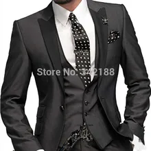 Самые продаваемые! на заказ одна кнопка темно-серый жених смокинги / пик лацкане жениха мужчины свадебные костюмы / жених костюмы