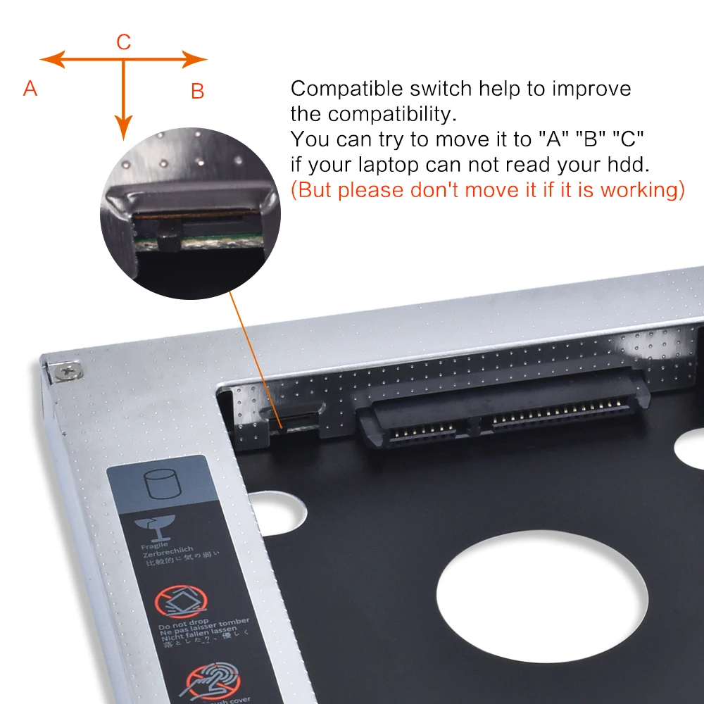 TISHRIC Горячая Распродажа для ноутбука CD DVD привод od 2nd HDD Caddy 9 5 12 7 мм SATA светодиодный