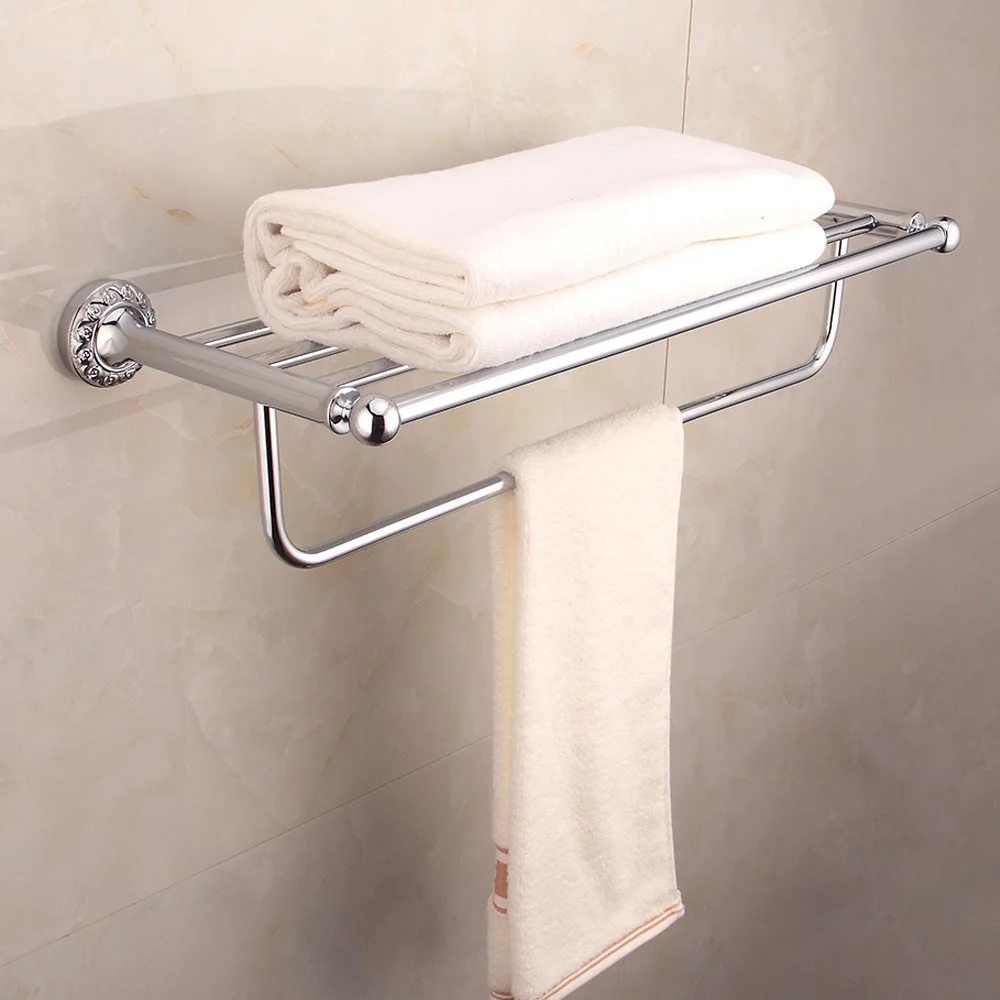

Brief stainless steel polished bathroom towel rack silver towel shelf modern carved towel holder bathroom hardware accessories