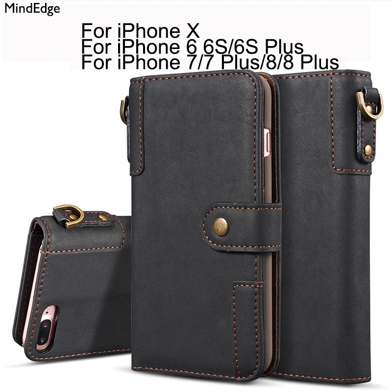 

Real Genuine Leather Flip Wallet Ultra Thin Cover for iPhone 6 6S Plus 7 8 Plus Case Luxury for iPhone X Case Card Slot Original