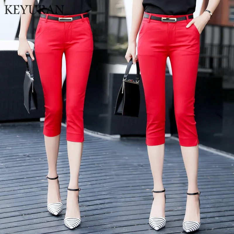 

2019 OL Summer Fashion Women Cotton Casual formal pants Female Skinny Slim Pencil Pants Elastic Trousers Capris Plus Size S-XXL
