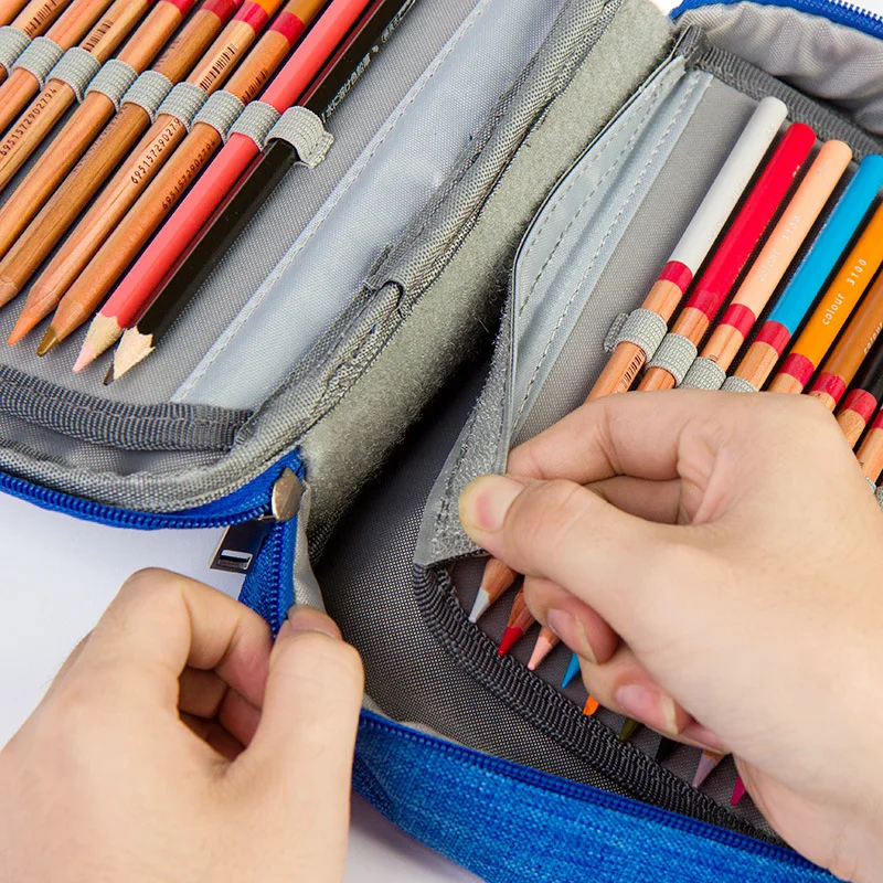 Canvas School Pencil Cases for Girls Boy 72 Holes Pen Box Multifunction Storage Bag Case Pouch Student Stationery Supplies