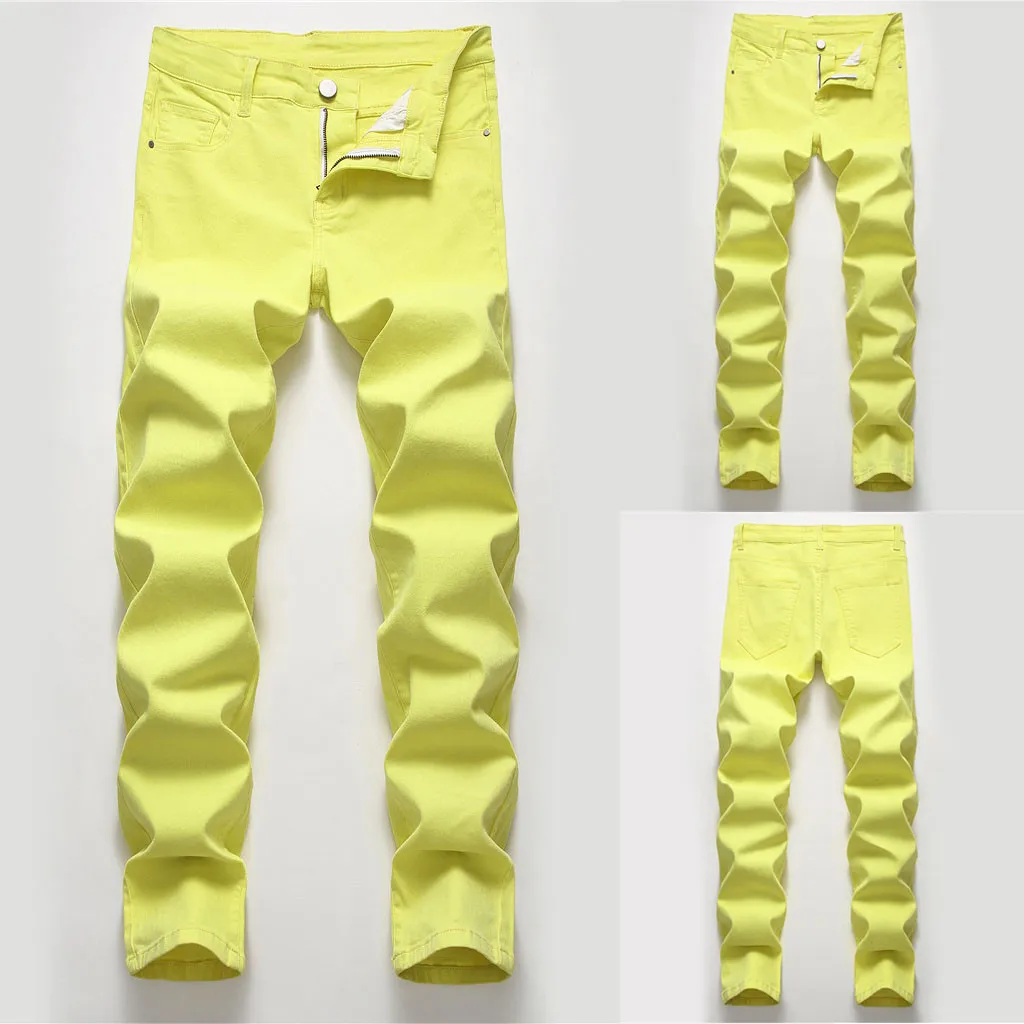 Feitong/модные Для Мужчин's Повседневное личность Slim Fit джинсы брюки для девочек