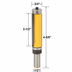 Прямая флейта для промывания и подравнивания шаблон маршрутизатор бит древесины рабочий 1/2 'Хвостовик Топ и нижний подшипник фрезерный