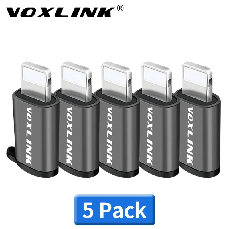 

VOXLINK 5 Pack Adapter Micro USB To Lighting 8Pin For Apple Adapter With Key Chain For iphoneX 7 Plus Sync Charger OTG Converter
