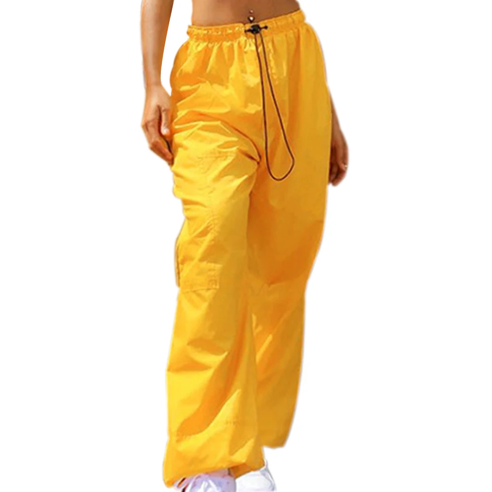 Брюки женские неоновые зеленые уличные брюки с высокой талией эластичные брюки длинные брюки женские повседневные брюки средней посадки - Цвет: Цвет: желтый