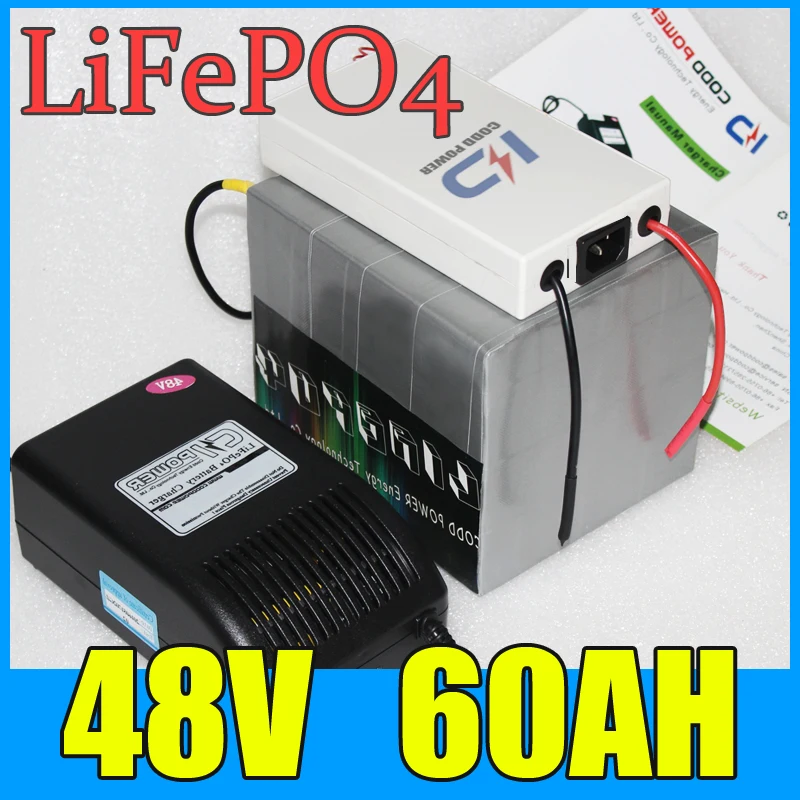 Аккумуляторная батарея LiFePO4 48 в 60 ач литиевая 3000 Вт для электрического велосипеда